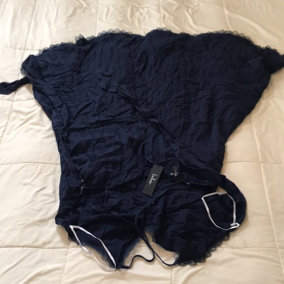 Lulu navy blue dress with lace - Picture 5 of 7